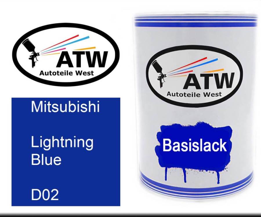 Mitsubishi, Lightning Blue, D02: 500ml Lackdose, von ATW Autoteile West.